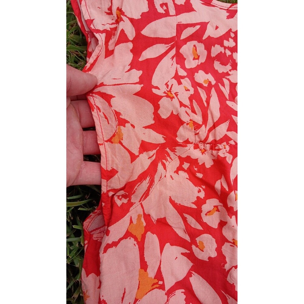 Gap Floral Swing Top Womens Small Coral Pink Lightweight Boho Peasant Blouse - Picture 7 of 10
